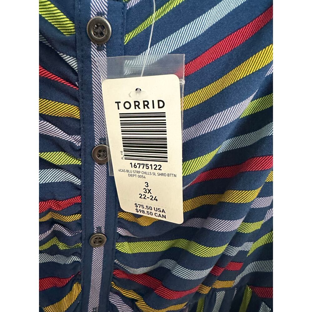 Torrid Womens Dress spaghetti strap pockets striped button front plus size - Picture 6 of 14